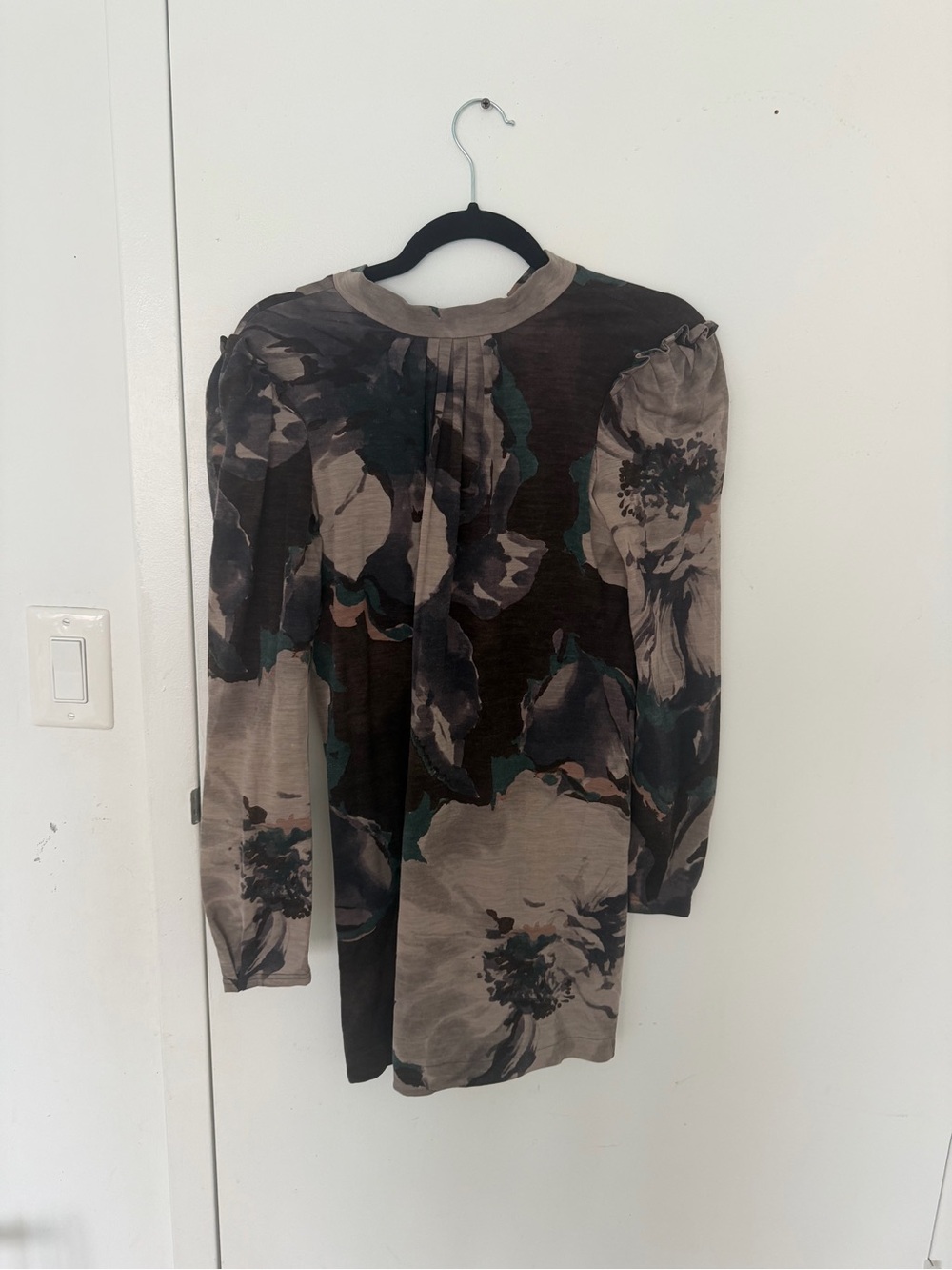 Etro Taupe and Black Floral Long Sleeve Dress